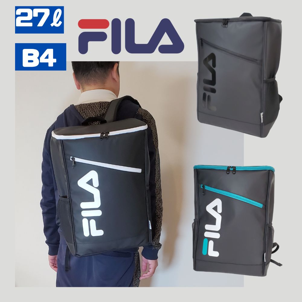 10％OFFクーポン有 FILA リュック 27L フィラ ユニバース リュックサック BOX ボックス スクエア アウトドア メンズ 大容量 通学 通塾 学生 デイパック 白 黒 ブラック 撥水 人気 バッグ バック 入学祝い かっこいい