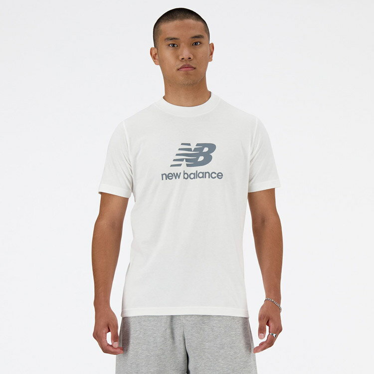 メール便配送 ニューバランス New Balance Stacked Logo ショートスリーブTシャツ MT41502-WT メンズ
