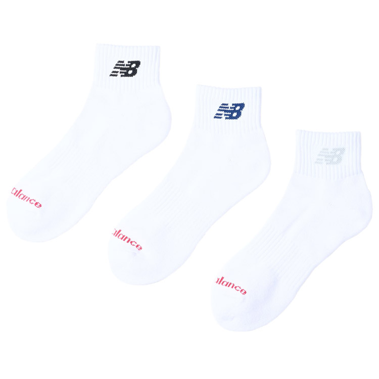 メール便配送 ニューバランス ミッドレングス3Pソックス LAS55637-WT