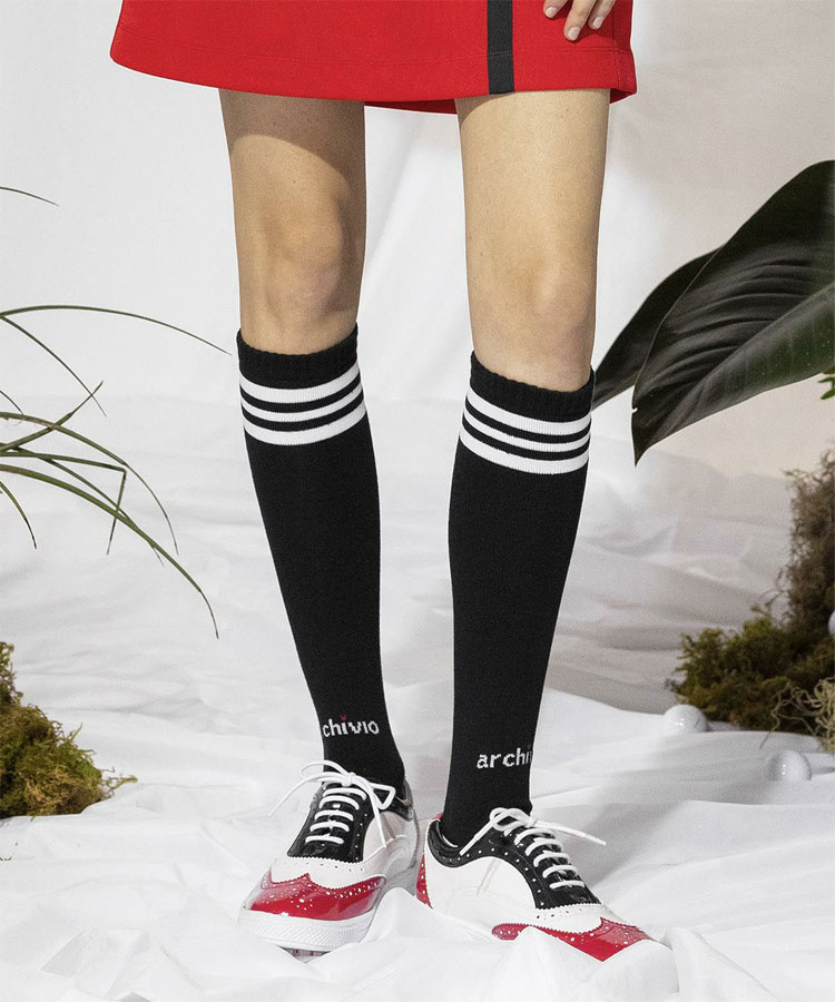 クリアランス メール便配送 アルチビオ 春夏 ゴルフ ハイソックス 3本ボーダーロングソックス 靴下 レディース A350302