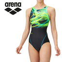 メール便配送 アリーナ 水泳 レーシングワンピース(オープンバック) ウィメンズ AS5SRC70L-BKYL