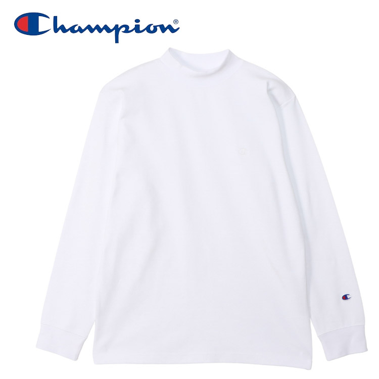 クリアランスセール メール便配送 チャンピオン モックネック ロングスリーブTシャツ ロンT 長袖 ベーシック メンズ レディース C3-Y434-020