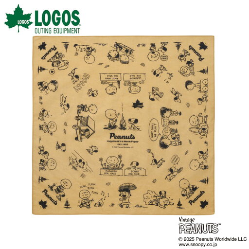 メール便配送 ロゴス SNOOPY(PEANUTS 75years) バンダナ(ベージュ) 37500319 メール便配送 ロゴス SNOOPY(PEANUTS 75years) バンダナ(ベージュ) 37500319