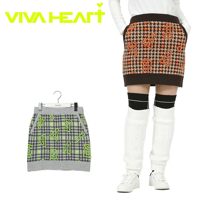 クリアランス ビバハート チェックJQロゴニットスカート レディース 2022秋冬 ゴルフウェア 012-77040