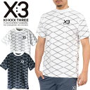 メール便配送 KI-XXX THREE キックスリー 総柄モックネックシャツ メンズ 2025春夏 ゴルフウェア 25SSXM011