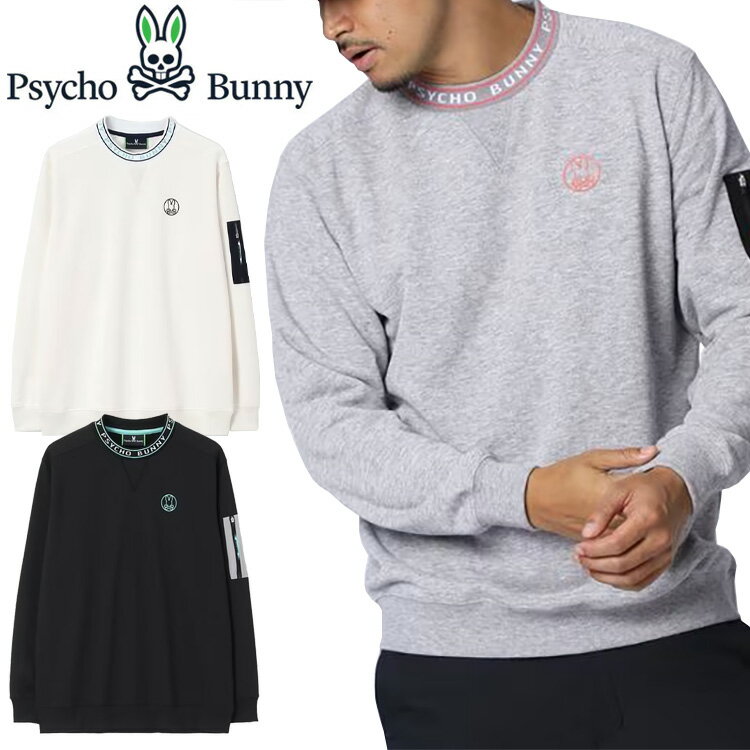【感謝祭連動MAX3,900円OFFクーポン発行中!!有効期間:11/14(金)10:00〜11/16(日)23:59迄】サイコバニー バニーマーククルーネック スウェットプルオーバー メンズ 2025秋冬 ゴルフウェア GF651