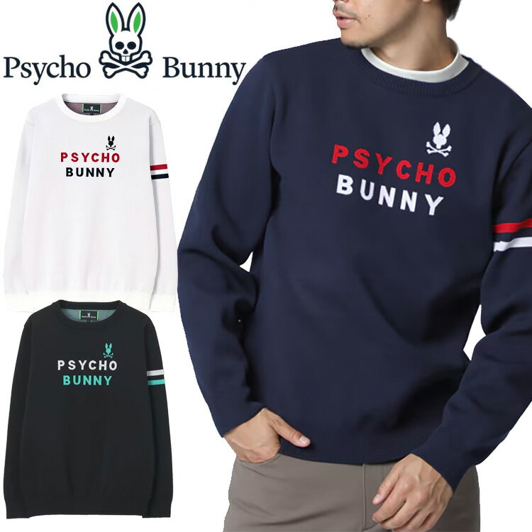 【感謝祭連動MAX3,900円OFFクーポン発行中!!有効期間:11/14(金)10:00〜11/16(日)23:59迄】サイコバニー トリコロール ジャガードニット クルーネックセーター メンズ 2025秋冬 ゴルフウェア GF677