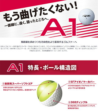 ホンマ ゴルフ HONMA A1 ゴルフボール 1ダース12p BT1905 2019モデル