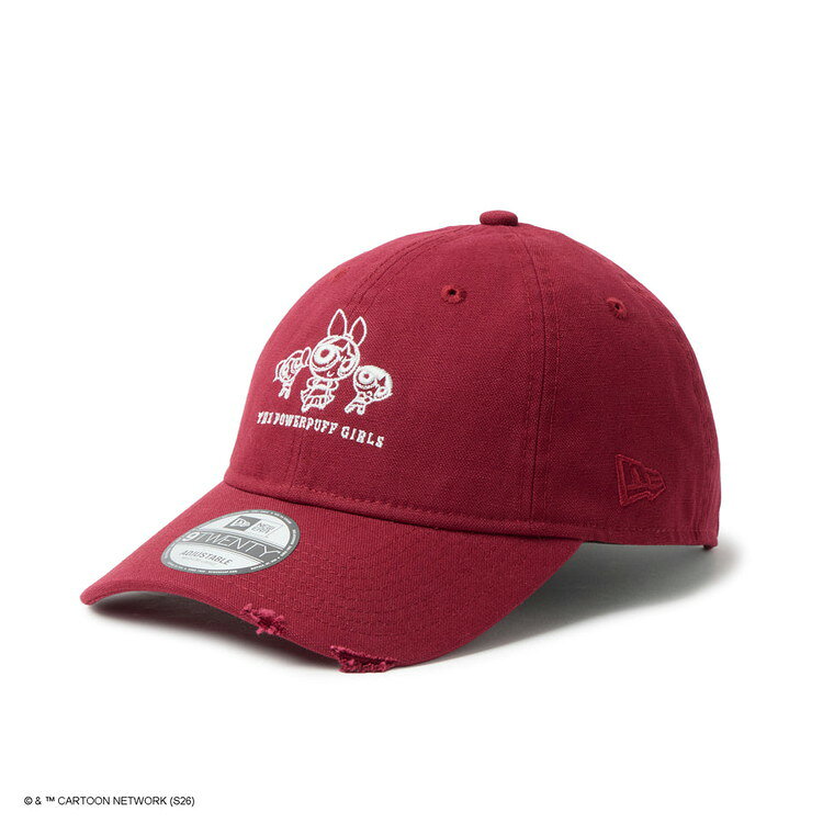 【お買い物マラソンMAX3,500円OFFクーポン発行中!!有効期間：5/9(土)20:00〜5/16(土)01:59迄】ニューエラ 9TWENTY The Powerpuff Girls パワーパフ ガールズ ダメージ ダック カーディナル 14743501 レディース 2