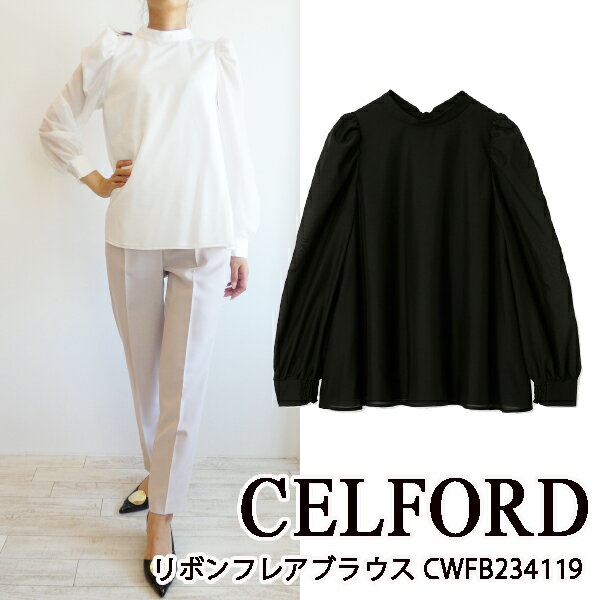 SALE セール　CWFB234119,リボンフレアブラウス CELFORD,セルフォード,新作,送料無料,インスタ,23AW