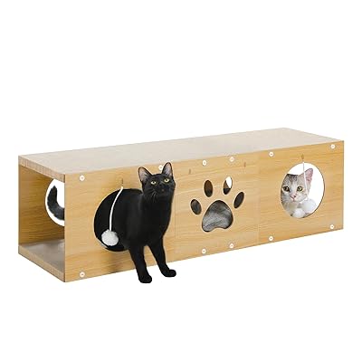 PAWZ Road 猫 爪研ぎ 段ボール トンネル 木製 猫のおもちゃ 爪とぎハウス ダンボール 多頭飼い 収納簡..