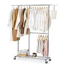 HOKEEPER ハンガーラック パイプハンガーラック 耐荷重150KG 業務用 大容量 収納ラック 物干し スタンド 洋服ハンガー 衣類収納 棚付き 縦横伸縮...