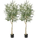 COSTWAY フェイクグリーン オリーブの木 大型 182cm 2本 観葉植物 フェイク フェイク植物 水やり不要 枯れない 盆栽植物 室内 屋外 (オリーブ...