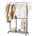 HOKEEPER ハンガーラック パイプハンガーラック 耐荷重150KG 業務用 大容量 収納ラック 物干し スタンド 洋服ハンガー 衣類収納 棚付き 縦横伸縮...