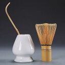 Yoseka 百本立茶筅&桜白の茶筅直し&茶杓 お抹茶 3点セット 茶道具(白)