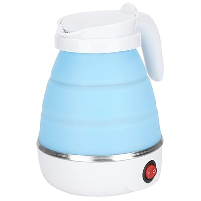 zzou 折りたたみ式電気ケトル、400Wポータブル0.6 L電気ケトル、キャンプ旅行用(blue)
