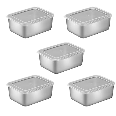 Dovejaバット5点セット蓋付き深型ステンレス 深型角型バット保存容器調理器具 (5)