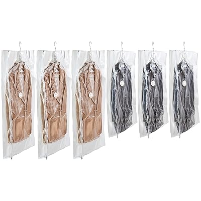 TAILI 圧縮袋 衣類圧縮袋 吊るせる圧縮袋 コート収納袋 6枚組 季節転換用 掃除機対応 省スペース 着物収納袋 スッキリ収納 洋服収納袋 コート ジャケッ...