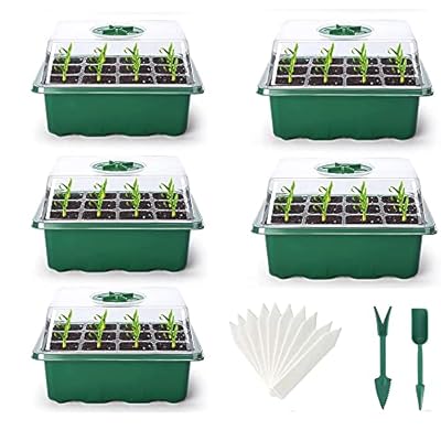 育苗ポット 5個セット 育苗箱 12穴 種子トレイ 発芽育苗セット 種まきハウス 苗箱 種まき器 育苗ボック..