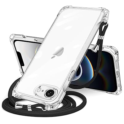 iPhone 16e 用 ケース クリア ショルダー iphone16e 用 スマホケース アイフォン16e カバー 肩掛け 斜めかけ 縄掛けケース 透明 TPU 薄型 軽量 耐衝撃 携帯ケース 紐付き 斜めがけ 織りストラップ付き ネックストラップ