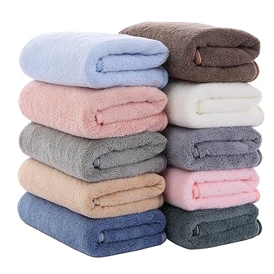 フェイスタオル マイクロファイバー 10枚セット 約35X75cm 柔らかい ふわふわ 高速 吸水 速乾 通気 人..