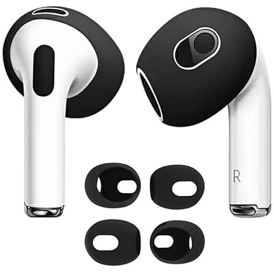 AMAPC for AirPods 3 イヤーピース 2023 シリコーン製イヤホン カバー airpods 3 落ち防止イヤーピース分離可能 遮音性/フィット感/脱落防止 ブラック