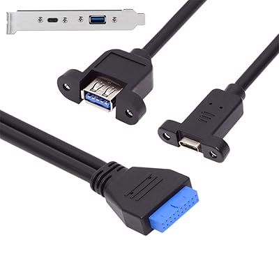 NFHK USB3.0 マザーボード 19/20 ピン - USB-C Type-C & USB 3.0 デュアル ポート メス PCI-E バック パネル 5Gbps ケーブル