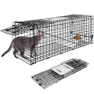 Eastbury 捕獲器 踏み板式 トラップ 動物用 66×26×23cm 猫保護器 野良猫 迷子猫 保護カゴ 小動物 捕獲カゴ 害獣駆除 農業作物保護 組み立て簡単 設置 ねこ 猫 イタチ ケージ 安全 保護かご 野良猫 折り畳み 捕獲器 畑 庭
