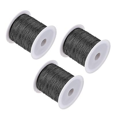 CoCud ナイロン結び糸 0.6mm直径 50ヤード（45m）長さ ナイロン製 柔らかく滑らかなビーズ用糸 黒 - （用途：DIYクラフト用 レッド） 3個セット