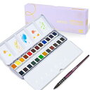 LIGHTWISH 水彩絵の具セット、24色プロフェッショナル水彩絵の具、水彩ブラシ付き、アーティストやクラフトマンのためのトラベル水彩セット、大人のためのアー...