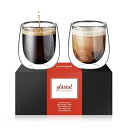 glastal ダブルウォールグラス 100ml 2個セット エスプレッソ カップ 結露しない二重グラス デミタスカップ ホウケイ酸塩耐熱エスプレッソ ショット...