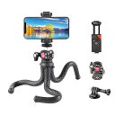 ULANZI スマホ 三脚スタンド くねくね フレキシブル三脚 スマホホルダー付き、Gopro用マウント付き 自由雲台 360度回転 1/4インチネジ スマホスタンド三脚 ミニ三脚 iPhone/Android/GoPro/デジカメ/ビデオカメラ/プ