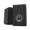 LONPOO ブックシェルフスピーカー 150W(2台1組) パッシブスピーカー 4インチカーボンファイバーウーファー 1インチツィーター クラシック木製スピーカー ブラック(2)