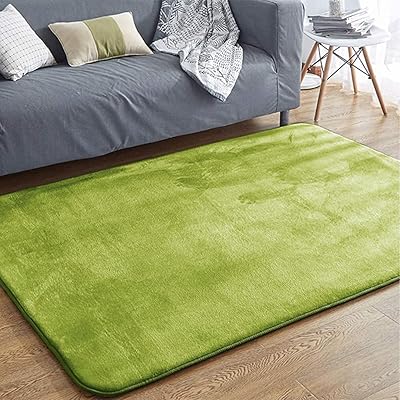 カーペット SpyFlyLie ラグ ラグマット 洗える 長方形 ラグカーペット フランネルマット低反発 厚手 洗える 北欧風 滑り止め 地毯 じゅうたん 絨毯 防音マット オールシーズン 8枚滑り止めシート付き (グリーン, 185x185cm(約