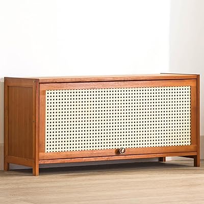 Floralies 下駄箱 大容量 天然竹製 扉付き シューズボックス 玄関 薄型 省スペース 消臭 組立式 靴収納..