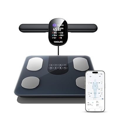 【2025年モデル】【58項目分析 部位別測定 スマホ連動】YINOLIFE 体組成計 体重計 体脂肪計 1台3役 FG2305ULB 8電極 TFT大画面 結果直接に確認 Bluetooth5.1 データ自動転送 高精度0.01kg ハンドル自動収