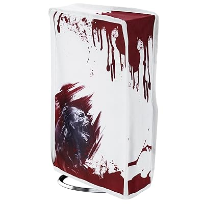 PlayVital 新型バージョンps5 Slimディスクバージョンに対応用ダストカバー（縦式）パタンデザイン、ps5 Slim Discバージョンコンソールに対応用ナイロン製ダストカバー【ブラッドゾンビ】