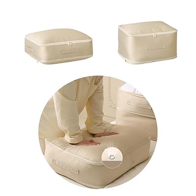 DOSARRIBA 布団衣類収納袋 軽圧縮 持ち手付き サテン素材 シングル・ダブル2枚組 ダウンジ ...