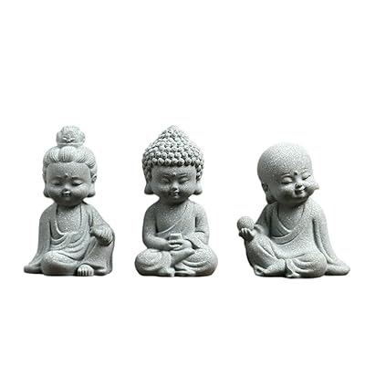 Yuzhiye 仏像 置物 お地蔵さん 観音菩薩 釈迦如来 3個セット 石 かわいい 小型 オブジェ お守り インテリア プレゼント (お地蔵様+如来像+観音像)