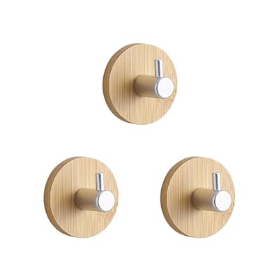 壁掛けフック 収納用 耐荷重10KG 楠竹の材質 キッチンツール タオルフック コート掛け 玄関 洗面所 お風呂場 浴室 便利 ウォール 壁のフック 壁に付けら...