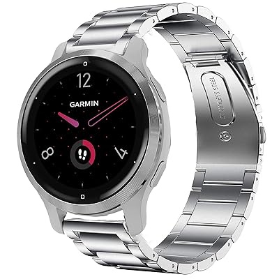 Lamshaw for Venu 2S バンド, ステンレス メタル ベルト 交換バンド 対応 Garmin Venu 2S スマートウォッチ (シルバー)