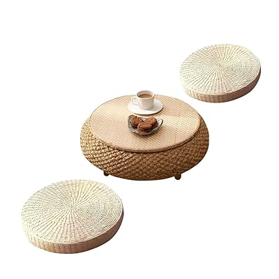 Fuyutu ちゃぶ台 円卓 ローテーブル 籐編み ラタン 卓袱台 座卓 円形ローテーブル 幅50×奥行50×高さ25cm 丸 小さい 2人用 畳コーヒーテーブ...