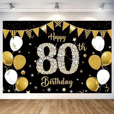 80歳 ブラックゴールド バースデー タペストリー 誕生日 飾り付け タペストリー おしゃれ 傘寿 誕生日 ..