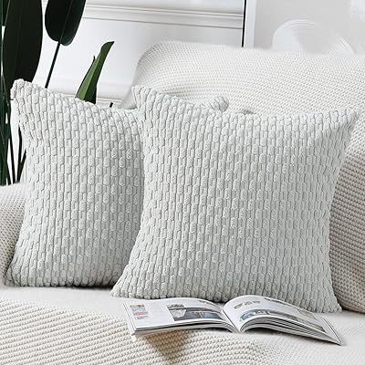 Madizz クッションカバー 2枚セット 柔らかい コーデュロイ 装飾的な 枕カバー 贅沢 スタイル クッショ..