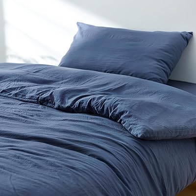 クモリ(Kumori) 掛け布団カバー クイーン 洗いざらし 単品売り シワ加工 ピーチスキン しっとり 水洗い 柔らかい 肌に優しい 吸水速乾 丸洗いOK 洗える 無地 シンプル オールシーズン布団カバー 掛ふとんカバー 寝具カバー(210X210