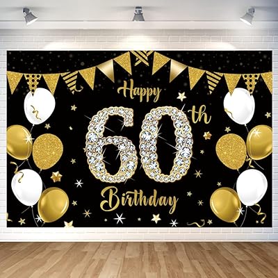 60歳 ブラックゴールド バースデー タペストリー 誕生日 飾り付け タペストリー おしゃれ 耳順 誕生日 ..