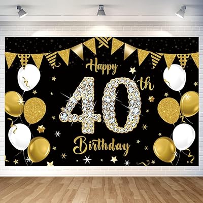 40歳 ブラックゴールド バースデー タペストリー 誕生日 飾り付け タペストリー おしゃれ 不惑 誕生日 ..