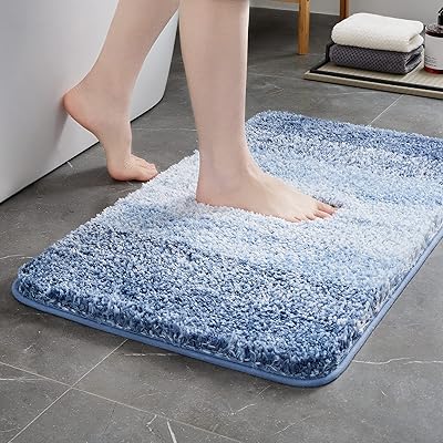 TECHMILLY バスマット 超厚い 洗える ふわふわ お風呂マット 滑り止め 足拭きマット 速乾吸水 マイクロファイバー 浴室 玄関 洗面所 マット ストライプ 40X60CM