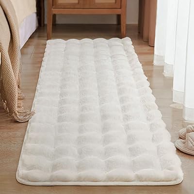 OEESYA ラグ カーペット 90x180cm 低反発ラグ ラグマット 1畳 厚手 極厚3cm サラふわ ラグ 北欧 厚手 絨毯 じゅうたん 抜けない 白 ふわふわ 滑り止め 洗える 床暖房 秋 冬 長方形 ミーホワイト