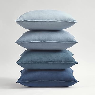 Topfinel クッションカバー 60×60cm 4枚セット グラデーション おしゃれ 北欧 ベルベット 洗える 無地 ..